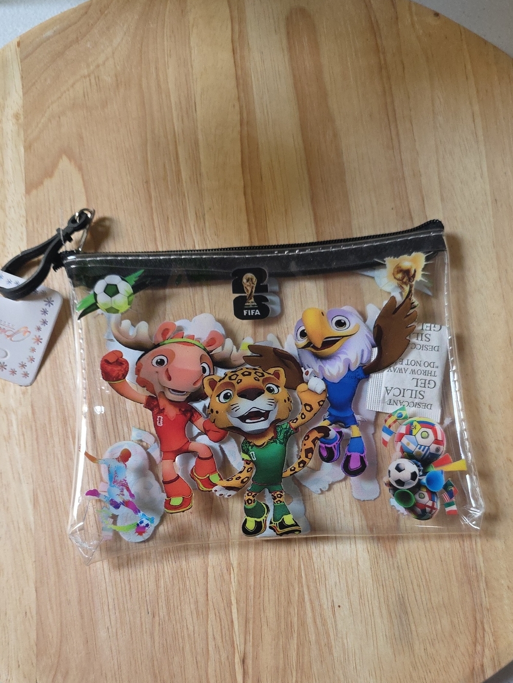 Clear Worldcup Mascot  Image Pouch Nwt